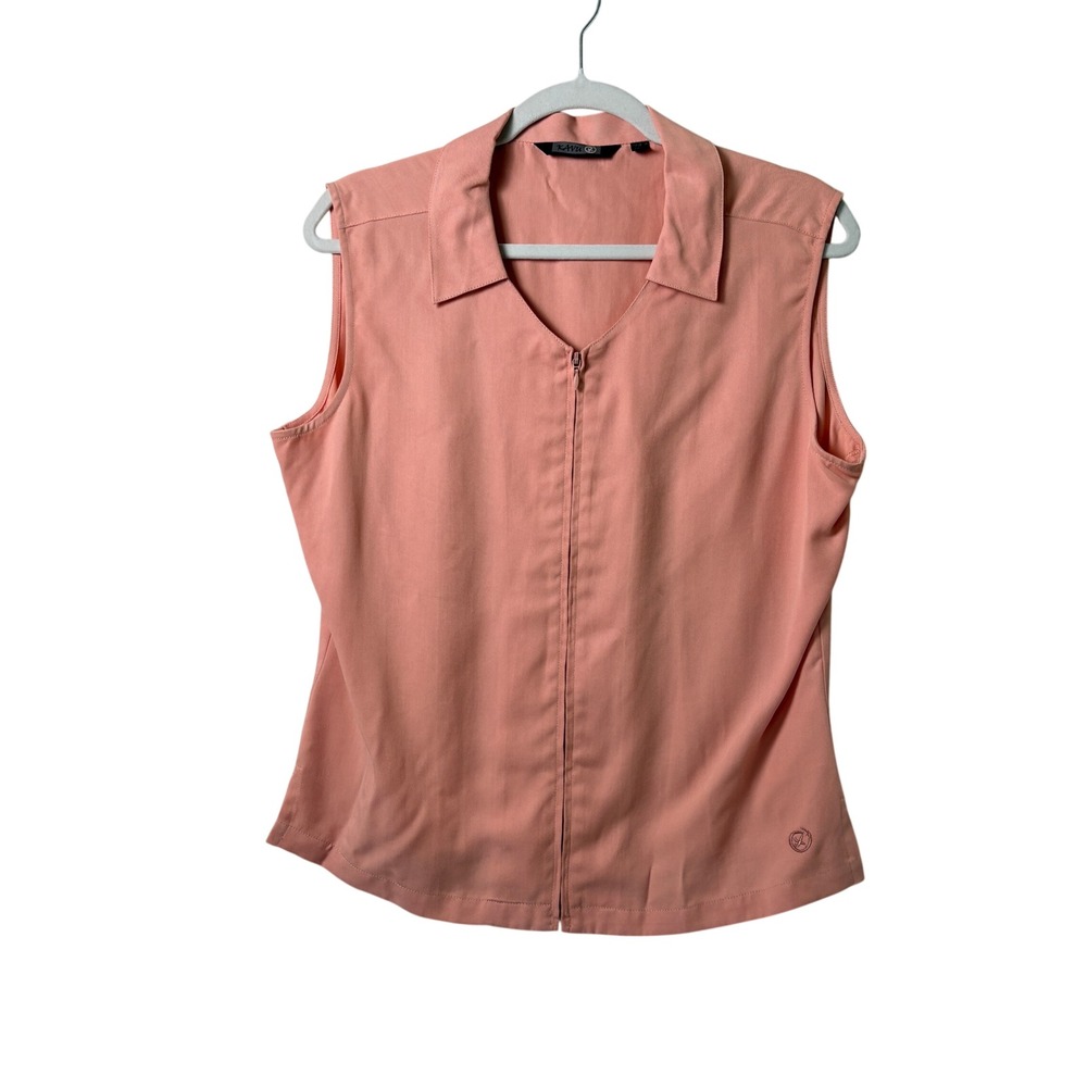 Kavu Sleeveless Zip Front Top Womens L Pink Tencel Outdoor Casual Tank